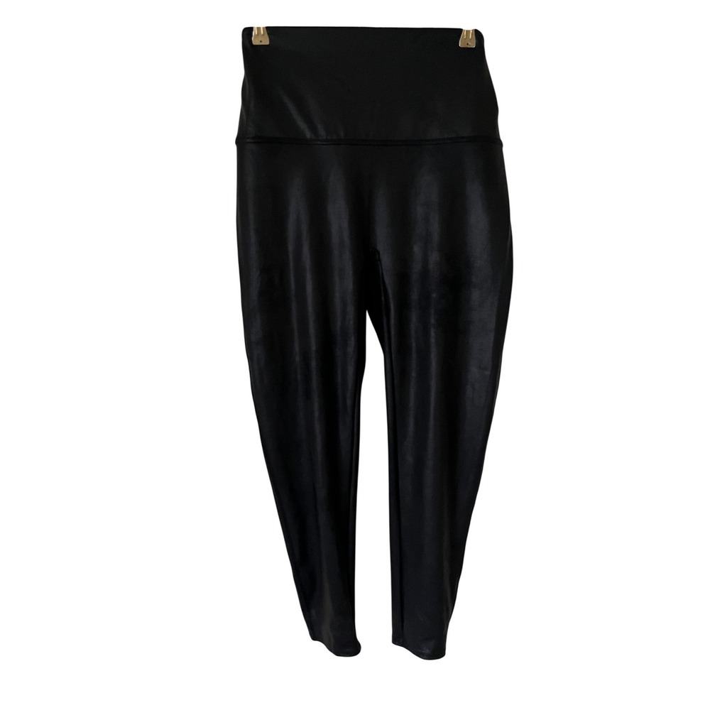 Spanx Faux Leather Leggings Black High Waist Shaper 3X/3XL Tall Plus